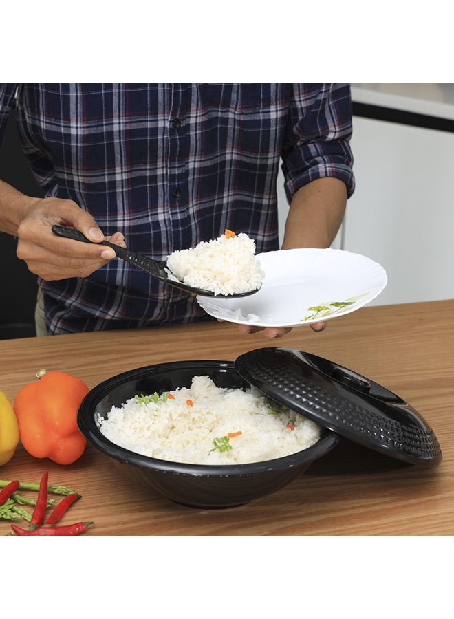 Royalford Melamine 10"Biza  Serving Bowl With Lid Black 10inch - Image 4
