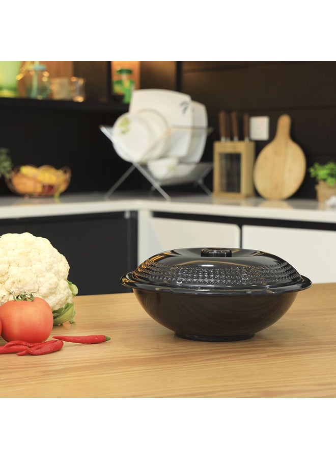 Royalford Melamine 10"Biza  Serving Bowl With Lid Black 10inch - Image 5