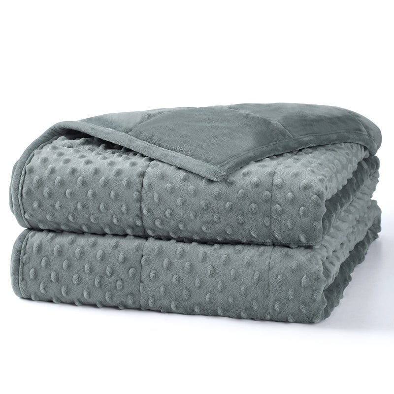 Alomidds Weighted Blanket 48x7215lbs Twin Size  Grey Weighted Blankets for Adults Cooling Breathable Soft and Comfort Minky Heavy Blanket Microfiber Material with Glass Beads