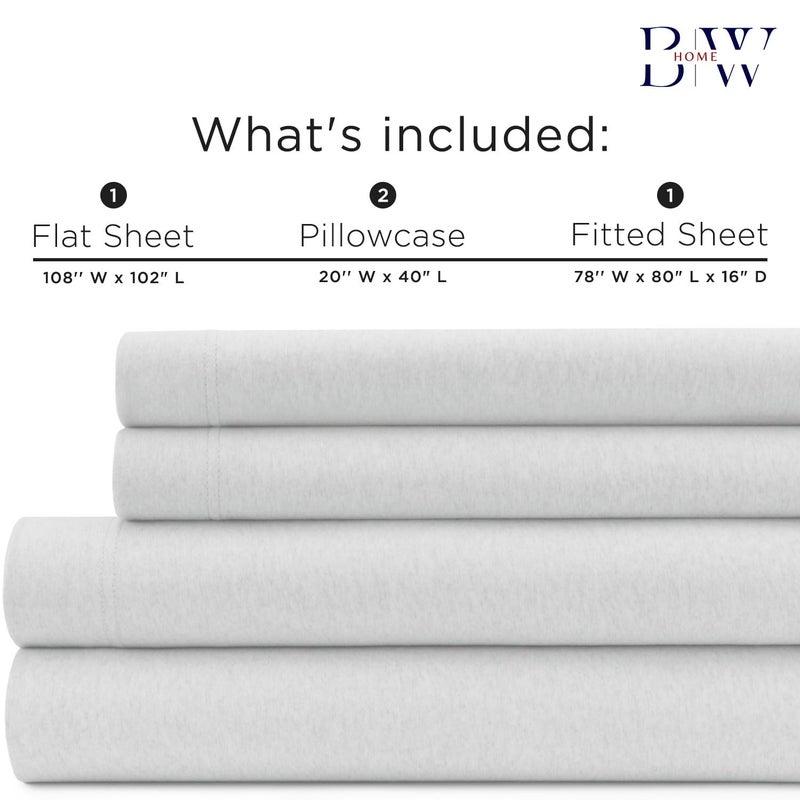 Briarwood Home Briarwood Home Heather Jersey Sheet Set 4pc Heather Bedding Set 100% Cotton Bed Sheet Set Breathable Deep Pocket Easy Fit Comfortable Cozy T-Shirt Soft Sheets Premium Bedding (Grey  King) - Image 2