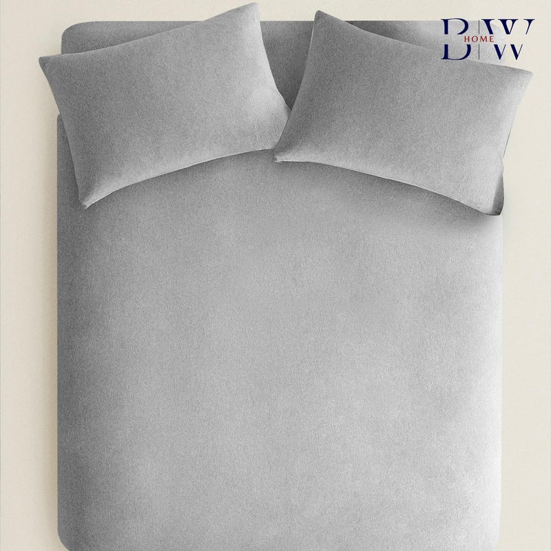 Briarwood Home Briarwood Home Heather Jersey Sheet Set 4pc Heather Bedding Set 100% Cotton Bed Sheet Set Breathable Deep Pocket Easy Fit Comfortable Cozy T-Shirt Soft Sheets Premium Bedding (Grey  King) - Image 4