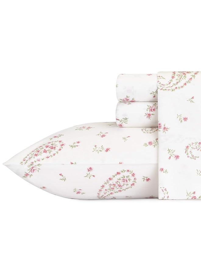 LAURA ASHLEY - Home Sateen Collection Bed Sheet Set 100 Percent Cotton Silky Smooth And Luminous Sheen Wrinkle Resistant Bedding Queen Bristol Paisley - Image 1