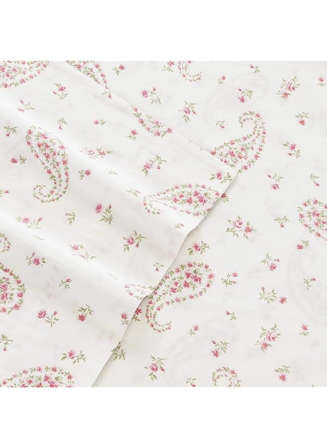 LAURA ASHLEY - Home Sateen Collection Bed Sheet Set 100 Percent Cotton Silky Smooth And Luminous Sheen Wrinkle Resistant Bedding Queen Bristol Paisley - Image 1