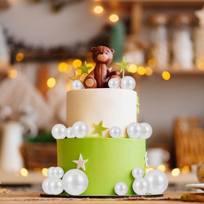 Ephlyn 30Pcs Glitter Balls Cake Topper Foam Ball Cake Picks Mini Balloon DIY Cake Insert Topper Decoration for Baby Shower Wedding Anniversary Kids Birthday Graduation Party Cake Decorations Light White - Image 3