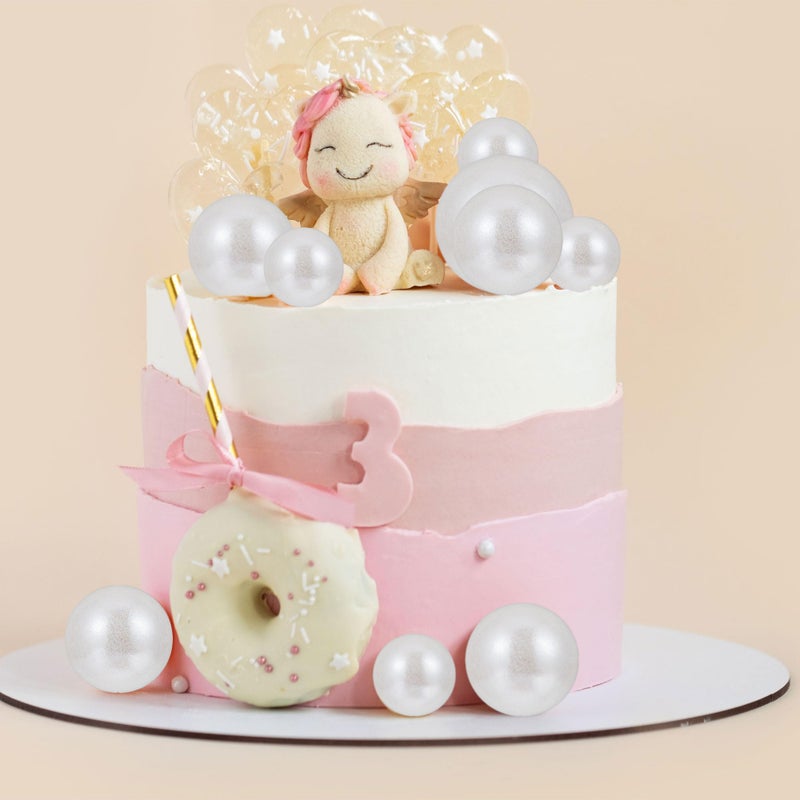 Ephlyn 30Pcs Glitter Balls Cake Topper Foam Ball Cake Picks Mini Balloon DIY Cake Insert Topper Decoration for Baby Shower Wedding Anniversary Kids Birthday Graduation Party Cake Decorations Light White - Image 4