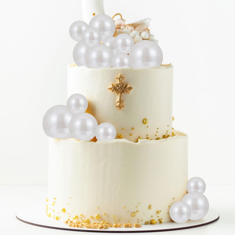 Ephlyn 30Pcs Glitter Balls Cake Topper Foam Ball Cake Picks Mini Balloon DIY Cake Insert Topper Decoration for Baby Shower Wedding Anniversary Kids Birthday Graduation Party Cake Decorations Light White - Image 5