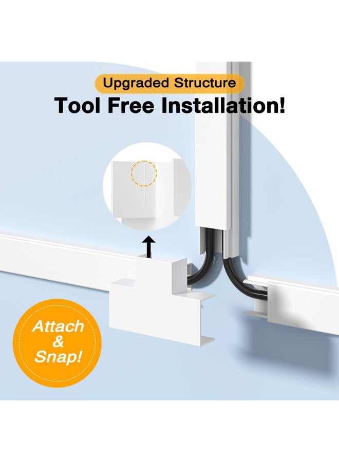 Delamu 157in Cord Hider Wall, TV Cable Hider Cord Covers for Wires on Wall, Large Cable Management Raceway, Paintable Wire Hiders Wire Covers for Cords for TV on Walls, 10 X L15.7 W1.18 H0.6in, White - Image 2