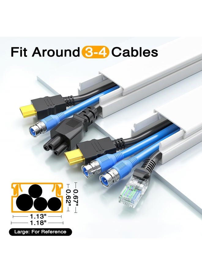 Delamu 157in Cord Hider Wall, TV Cable Hider Cord Covers for Wires on Wall, Large Cable Management Raceway, Paintable Wire Hiders Wire Covers for Cords for TV on Walls, 10 X L15.7 W1.18 H0.6in, White - Image 3