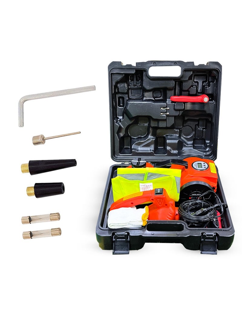 توبيز رافعة أوتوماتيكية هيدروليكية كهربائية من توبي 12 فولت DC بسعة 5 طن مع مفتاح تأثير كهربائي مجموعة أدوات رفع السيارات 4 في 1 مع مصباح LED وشاشة رقمية - Image 1