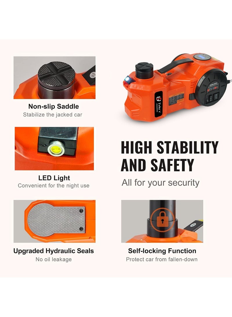 توبيز رافعة أوتوماتيكية هيدروليكية كهربائية من توبي 12 فولت DC بسعة 5 طن مع مفتاح تأثير كهربائي مجموعة أدوات رفع السيارات 4 في 1 مع مصباح LED وشاشة رقمية - Image 5