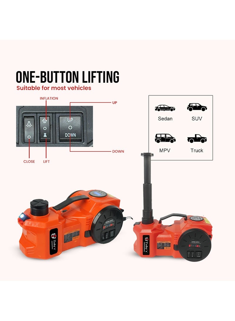 توبيز رافعة أوتوماتيكية هيدروليكية كهربائية من توبي 12 فولت DC بسعة 5 طن مع مفتاح تأثير كهربائي مجموعة أدوات رفع السيارات 4 في 1 مع مصباح LED وشاشة رقمية - Image 3