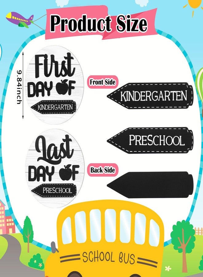 Colingmill First and Last Day of School Board Sign Round Wood Double Sided Back to School Chalkboard Sign for Kids My 1st Day of Preschool Kindergarten Classroom Supplies Photo Props(Pencil) - Image 2