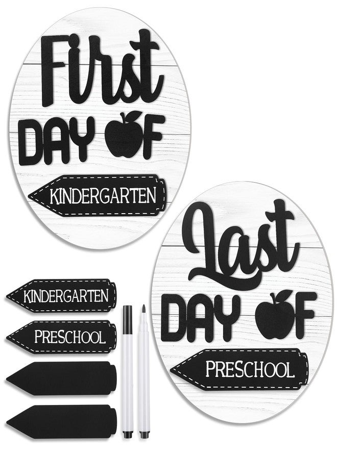 Colingmill First and Last Day of School Board Sign Round Wood Double Sided Back to School Chalkboard Sign for Kids My 1st Day of Preschool Kindergarten Classroom Supplies Photo Props(Pencil) - Image 1