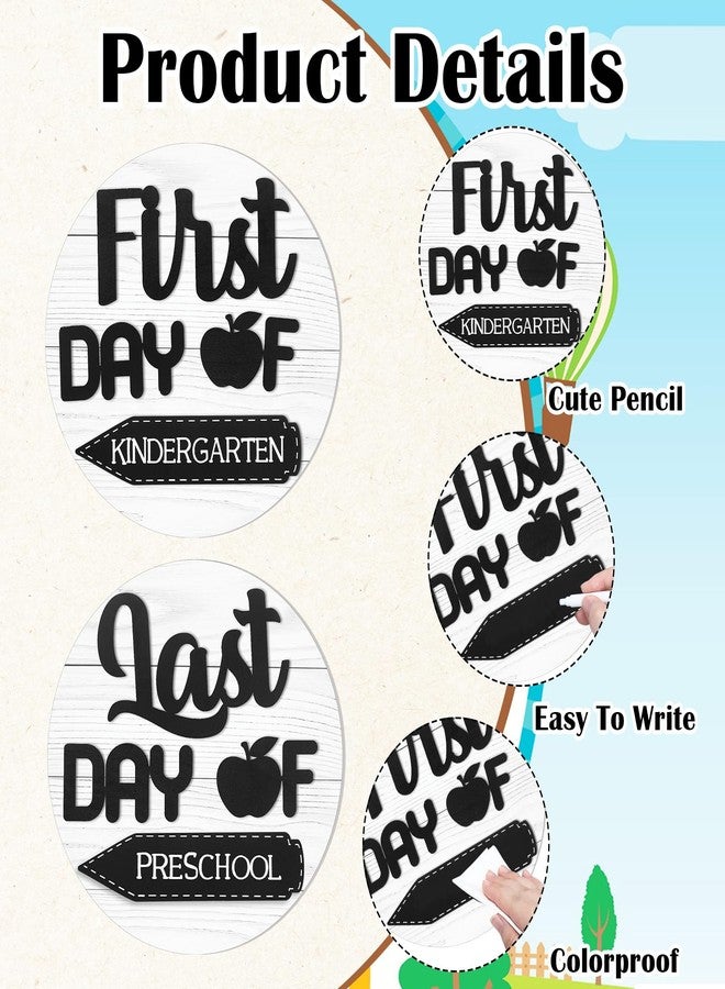 Colingmill First and Last Day of School Board Sign Round Wood Double Sided Back to School Chalkboard Sign for Kids My 1st Day of Preschool Kindergarten Classroom Supplies Photo Props(Pencil) - Image 3