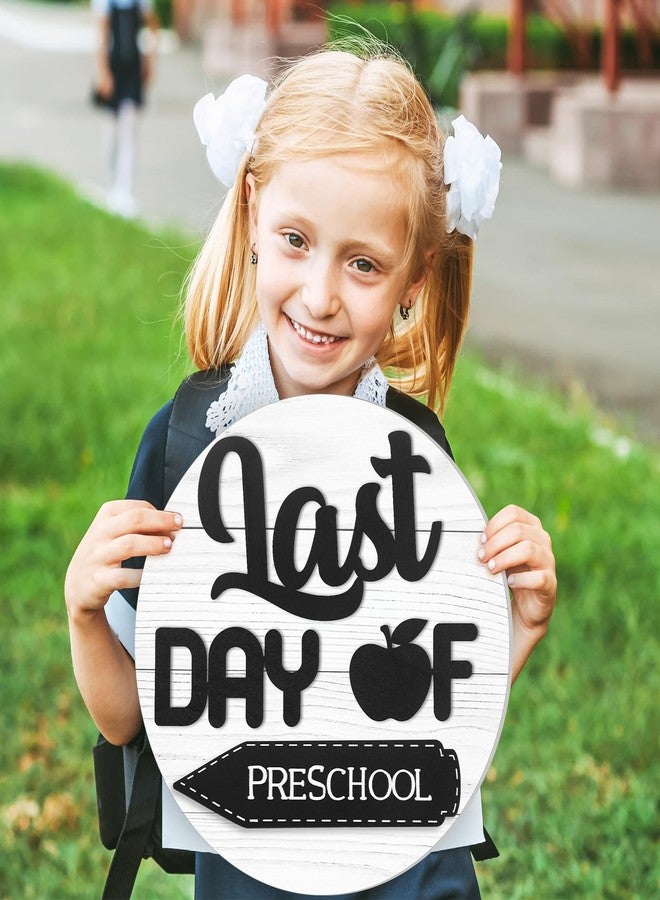 Colingmill First and Last Day of School Board Sign Round Wood Double Sided Back to School Chalkboard Sign for Kids My 1st Day of Preschool Kindergarten Classroom Supplies Photo Props(Pencil) - Image 5