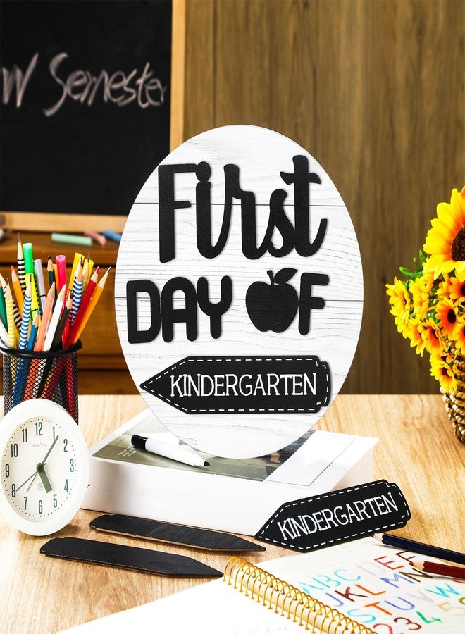 Colingmill First and Last Day of School Board Sign Round Wood Double Sided Back to School Chalkboard Sign for Kids My 1st Day of Preschool Kindergarten Classroom Supplies Photo Props(Pencil) - Image 4