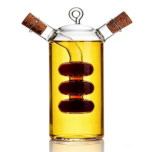 ELETON Kitchen Supplies Glass Olive Oil Bottle Cruet,2 in 1 Oil and Vinegar Holder,Gourd - Image 4