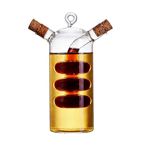 ELETON Kitchen Supplies Glass Olive Oil Bottle Cruet,2 in 1 Oil and Vinegar Holder,Gourd - Image 1