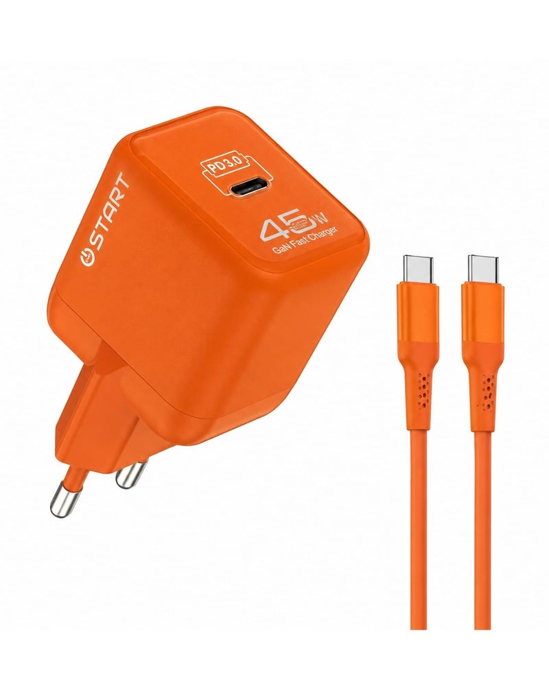 ST-40 45W GaN Super Fast Wall Charger PD 3.0 Type-C Fast Charging Adapter with Type-C Cable for Smartphones Tablets