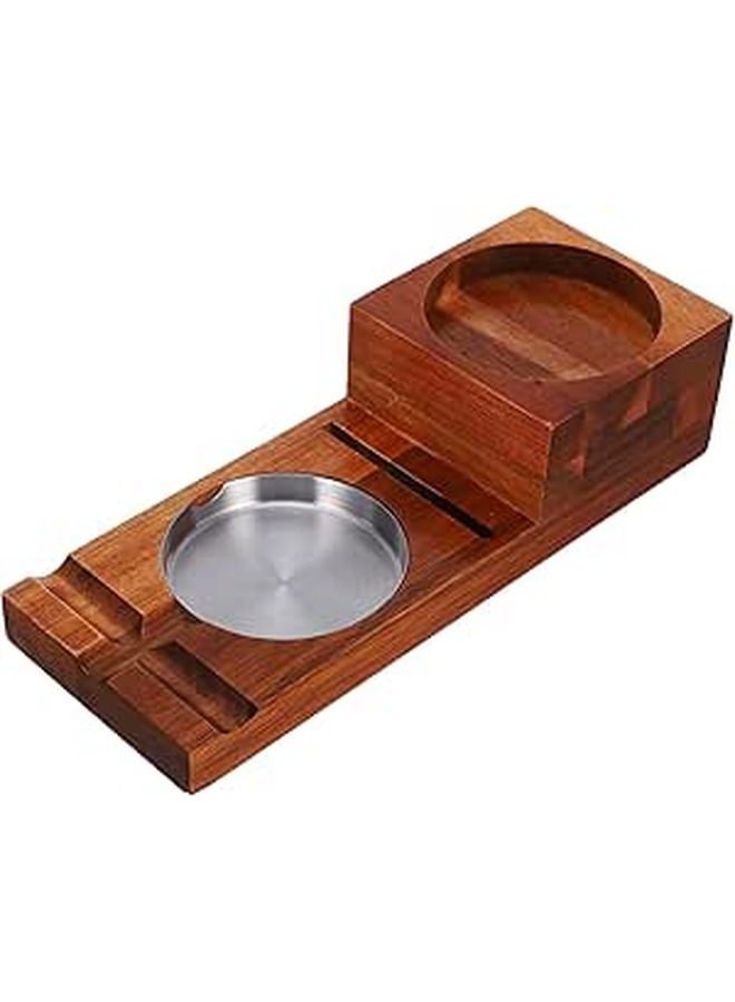 Cedar Wood Ashtray with Whiskey Glass Holder and Drawer for Indoor Outdoor Home Bar - Image 1