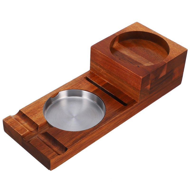 Cedar Wood Ashtray with Whiskey Glass Holder and Drawer for Indoor Outdoor Home Bar - Image 2