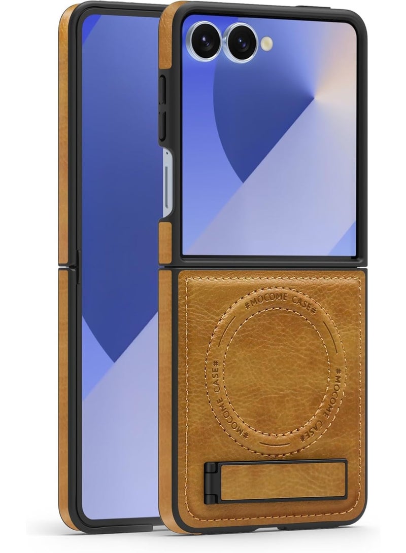 SYOSI Magnetic Case for Galaxy Z Flip 7, [RFID Blocking] Kickstand Full Body Rugged Drop Shockproof Protection Phone Cover for Galaxy Z Flip 7, PC Material, Brown - Image 1