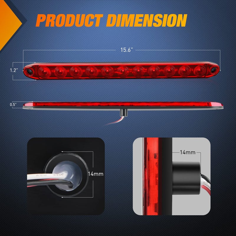 Nilight LED Trailer Light Kit Square Stop Turn Tail Red Amber Side Marker lights Third Brake ID Bar for 12V Utility Boat Camper RV Trucks Marine Snowmobile - Image 2