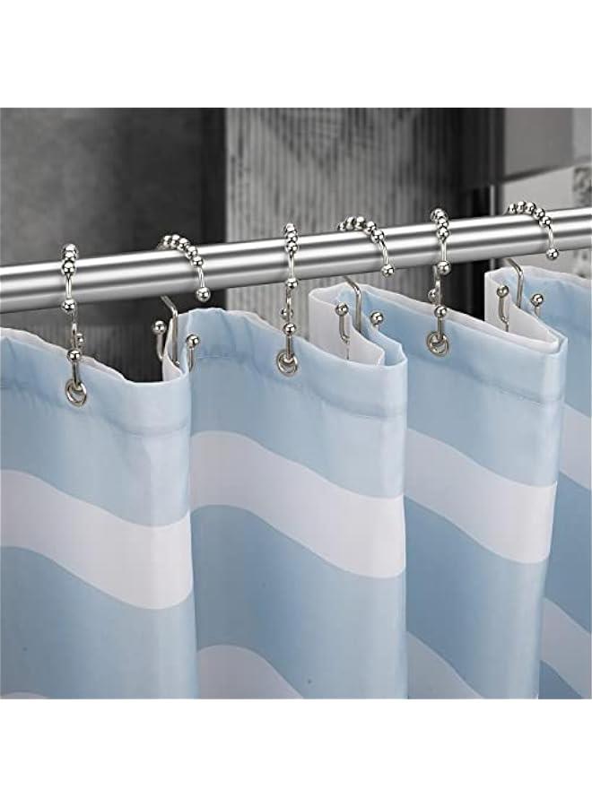 Shower Curtain Hooks Rings, Rust Resistant Metal Double Glide Shower Hooks Rings for Bathroom Shower Rods Curtains, Set of 12 Hooks - Nickel - Image 5