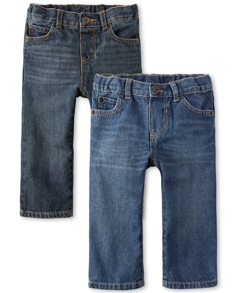 The Children's Place The Childrens Place baby boys And Toddler Basic Straight Leg Jeans Carbon WashDk Juptier 2 Pack 3T US