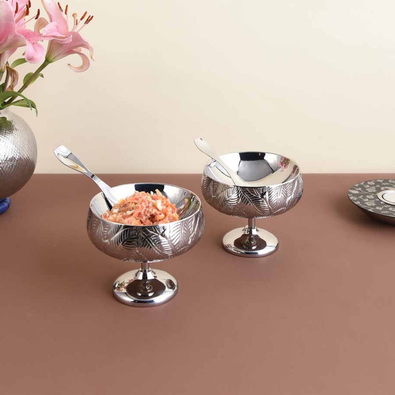 Arttd Inox كوب آيس كريم مزهر من ARTTDINOX س/2 | فولاذ مقاوم للصدأ فاخر | تصميم عصري | أدوات تقديم وأدوات مائدة | مجموعة فاخرة