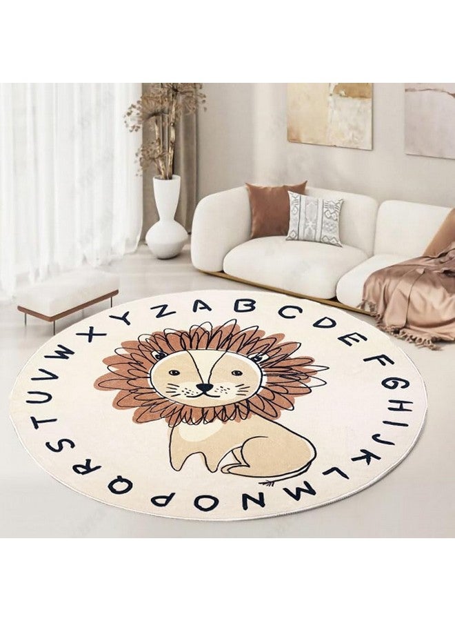 USTIDE Lion Kids Rug 4Ft, Super Soft Round Play Mat Lion Rug Alphabet Learning Carpet Large Cartoon Area Rug for Nursery Bedroom Playroom - Image 4