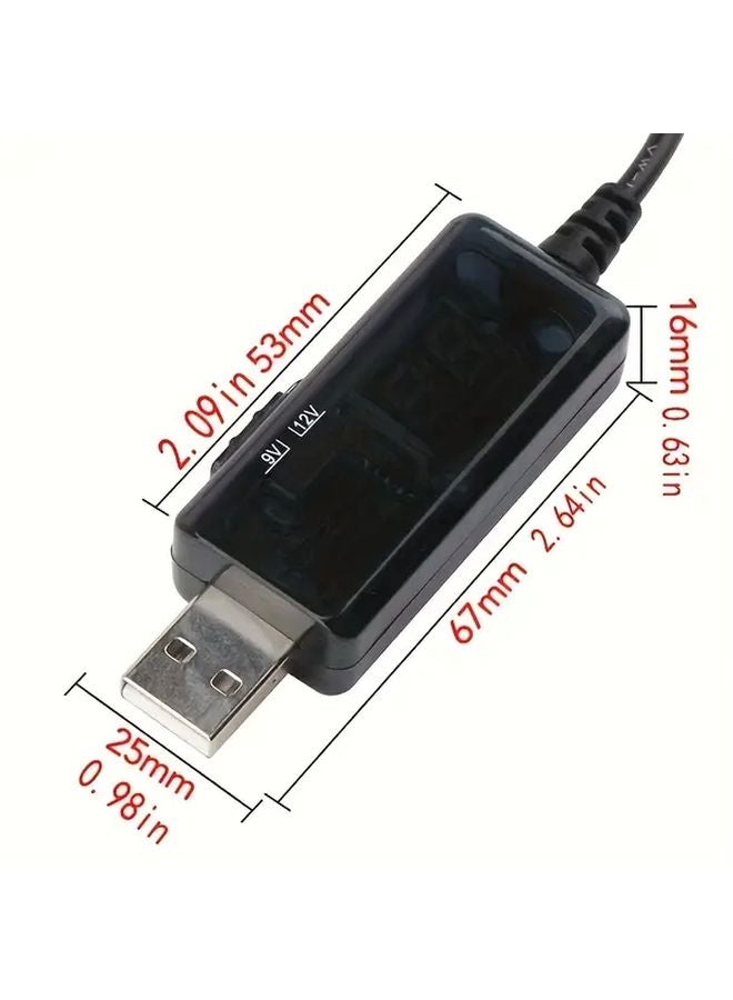 USB Boost Converter Cable 5V to 9V 12V Step Up Voltage with LED Display - Image 3
