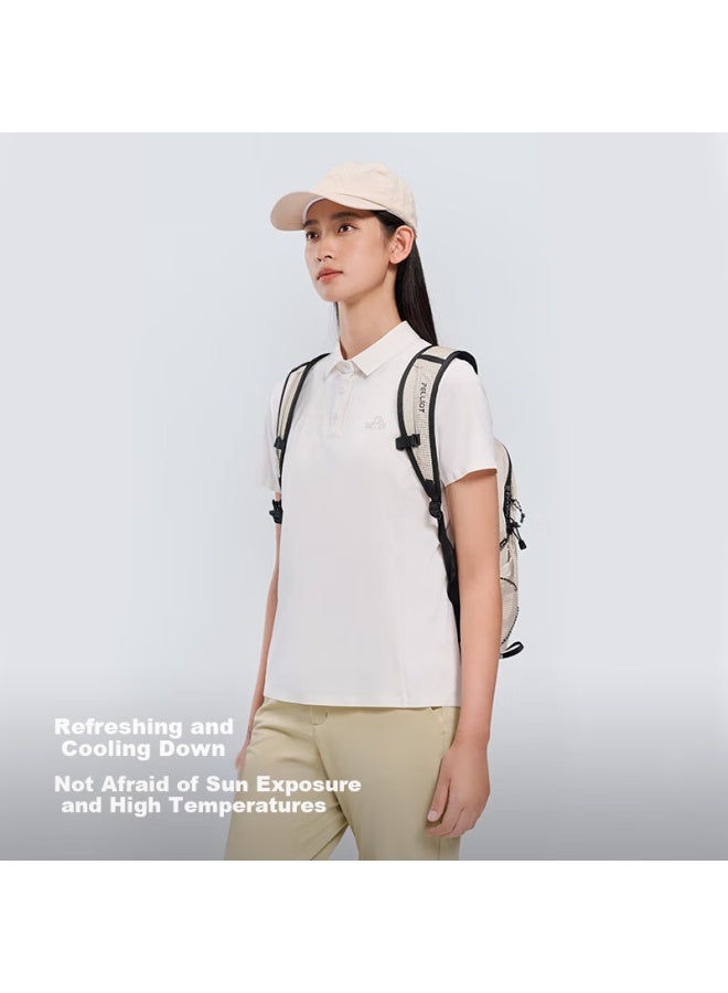 PELLIOT Pelliot Outdoor Quick-dry Polo Shirt Men Women Summer Sun Protection Short Sleeve T-shirt Top High Elastic Casual T-shirt 125215038 White M - Image 2