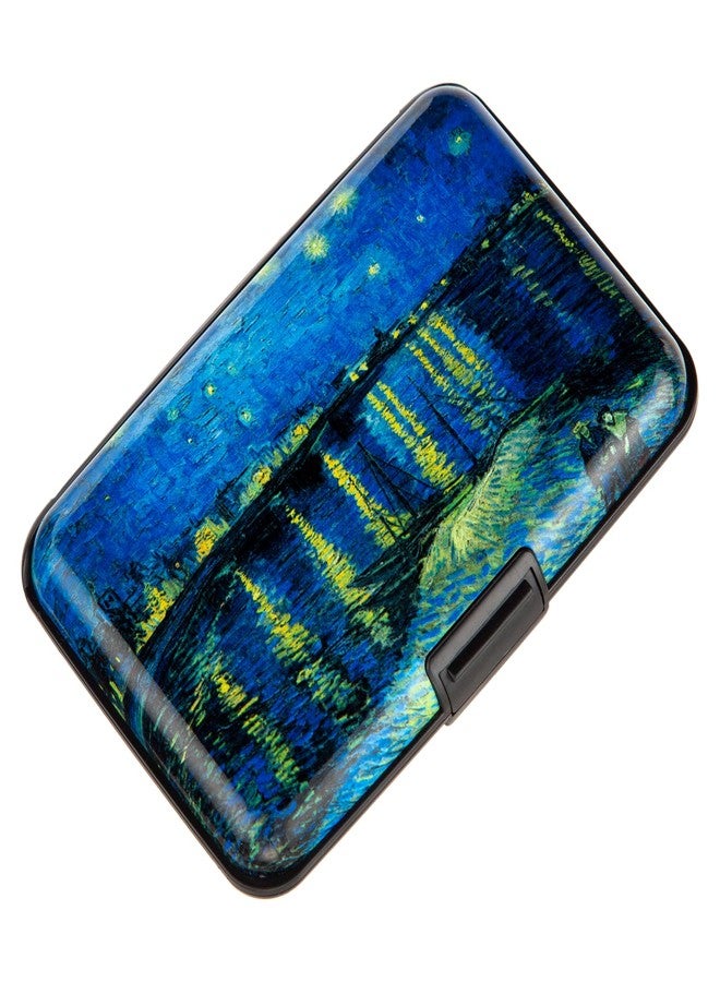 Kaabao Credit Card Holder for Men, Small RFID Blocking Wallet Business Metal Slim Mini Aluminum Hard Case Women Gift (Vincent van Gogh Starry Night Over the Rhone) - Image 1