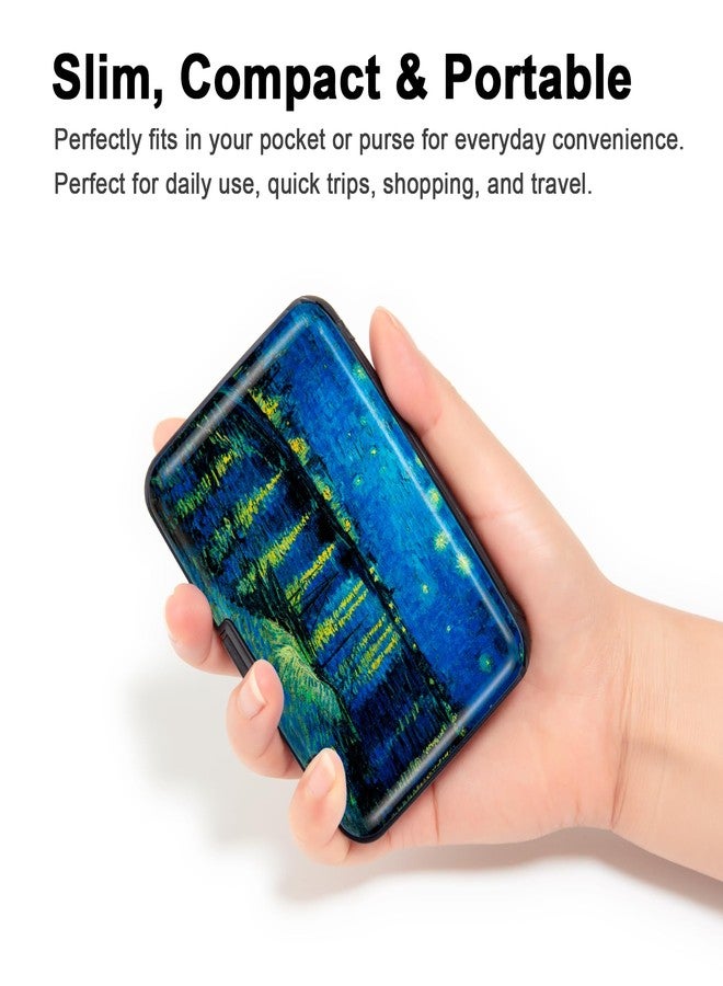 Kaabao Credit Card Holder for Men, Small RFID Blocking Wallet Business Metal Slim Mini Aluminum Hard Case Women Gift (Vincent van Gogh Starry Night Over the Rhone) - Image 2