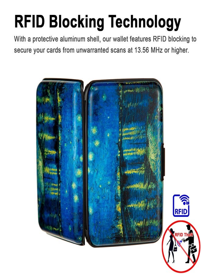 Kaabao Credit Card Holder for Men, Small RFID Blocking Wallet Business Metal Slim Mini Aluminum Hard Case Women Gift (Vincent van Gogh Starry Night Over the Rhone) - Image 3