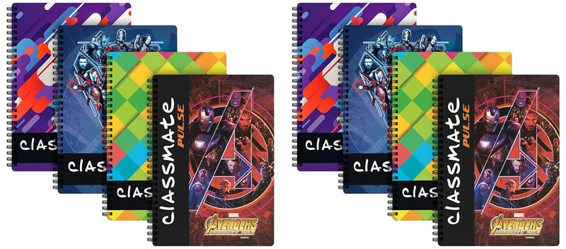 classmate Pulse Notebook - 24 X 18, 200 Pages Unruled, Wiro Binding, Pack of 8 - Image 1