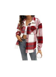 Womens  Shacket Jacket Casual Plaid Wool Blend Button Down Long Sleeve Shirt Fall Clothes Outfits