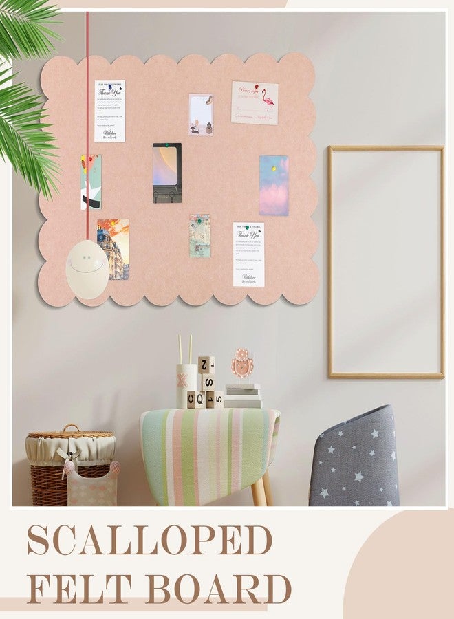 Mooliwe Scalloped Felt Bulletin Board Foldable Pin Cork Board Alternative for Wall Foldable Picture Vision Self Adhesive Bulletin Decorative(Cinnamon,48 * 36 Inch) - Image 5