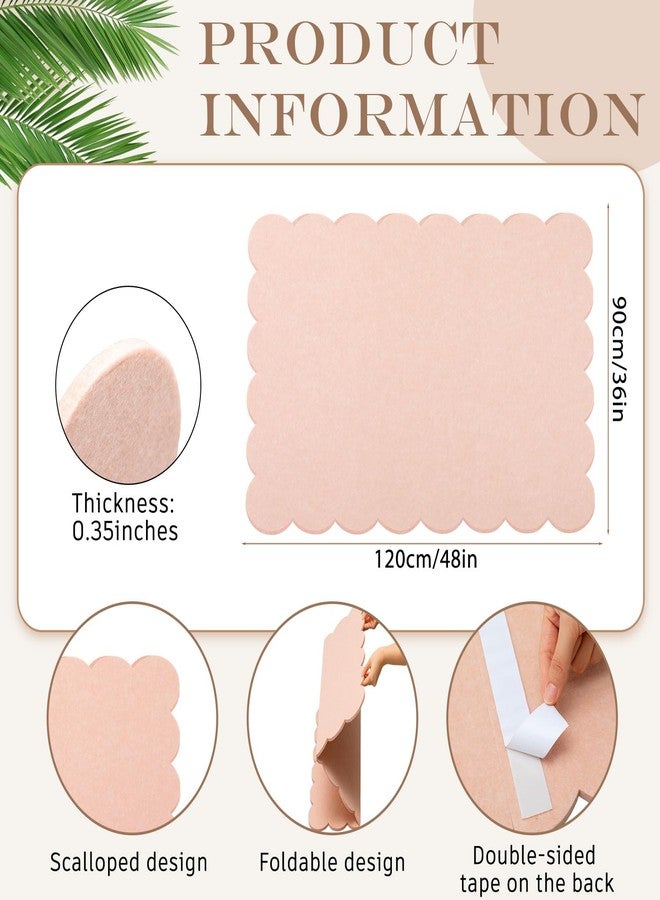 Mooliwe Scalloped Felt Bulletin Board Foldable Pin Cork Board Alternative for Wall Foldable Picture Vision Self Adhesive Bulletin Decorative(Cinnamon,48 * 36 Inch) - Image 2