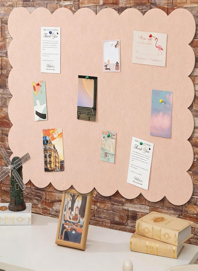Mooliwe Scalloped Felt Bulletin Board Foldable Pin Cork Board Alternative for Wall Foldable Picture Vision Self Adhesive Bulletin Decorative(Cinnamon,48 * 36 Inch) - Image 4
