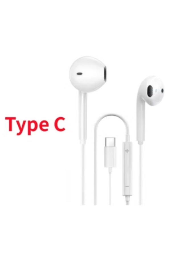 Power Plus Wired USB C Earphones with Microphone & Volume Control, In-Ear Headphones for iPhone 15 Pro Max, iPad Pro/Air, Samsung - White - Image 3