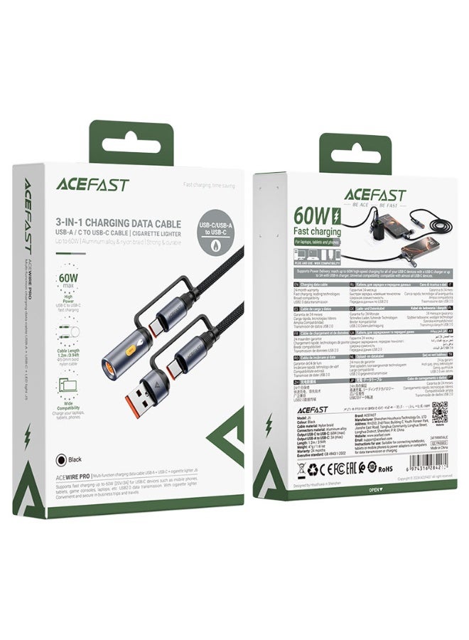 AceFast Charging Data Cable J6 USB-C to USB-A / cigarette lighter - Image 5