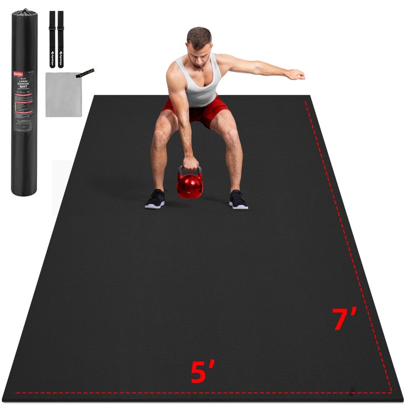 GymCope Extra Large Exercise Mat, 10'x6'/9'x6'/8'x6'/7'x5'/6'x4'(8mm) Thick Workout Mat for Home Gym & Garage Flooring, Shoe-Friendly, High-Density, MMA, HIIT, Weight Lifting, Cardio&Strength - Image 1
