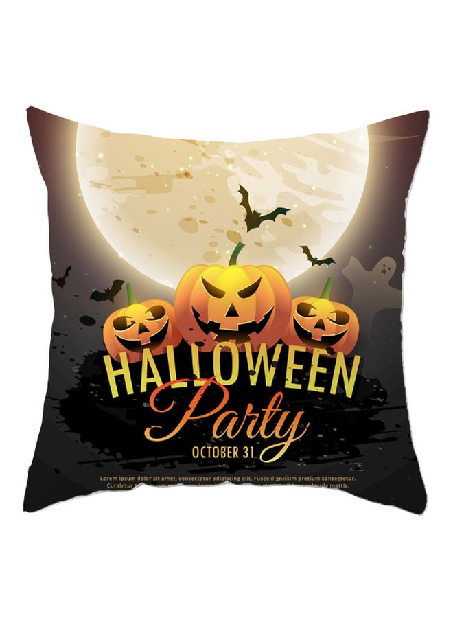 NIBEMINENT Halloween Printed Cushion Cover Orange/Grey/Yellow 45x45cm