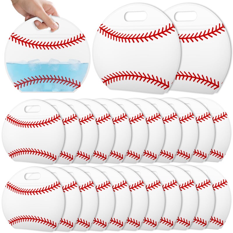 AKAIXI 24pcs Baseball Candy Bags with Handles Reusable Sealed Treat Bags, Stand-up Bottom Snack Bags for Bat Coach Sport Team and Baseball Mom, Party Favor Birthday Gifts Supplies - Image 1