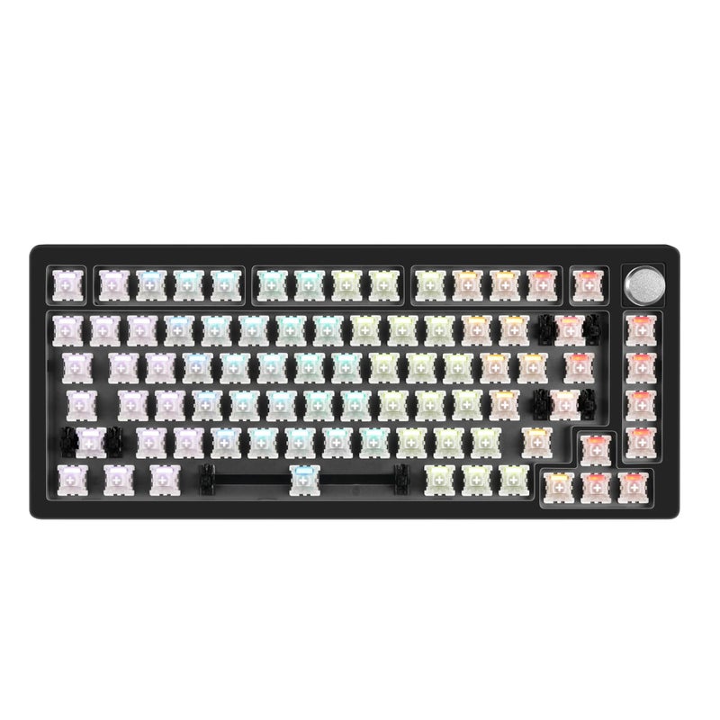 DrunkDeer A75 Rapid Trigger Mechanical Keyboard Magnetic Switch Keyboard TKL RGB 75% Layout Wired USB Compact Gaming Keyboard 82 Keys with Knob Black, Barebone - Image 1