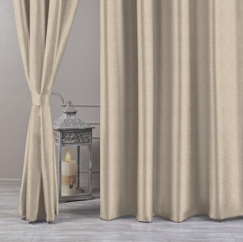 LUVI FABRICS Tweed Curtains for Living Room Bedroom Leaf Printed Rustic Linen Textured Chiku Panel Drapes Window Chiku 7 Feet Set of one Pair - Image 2