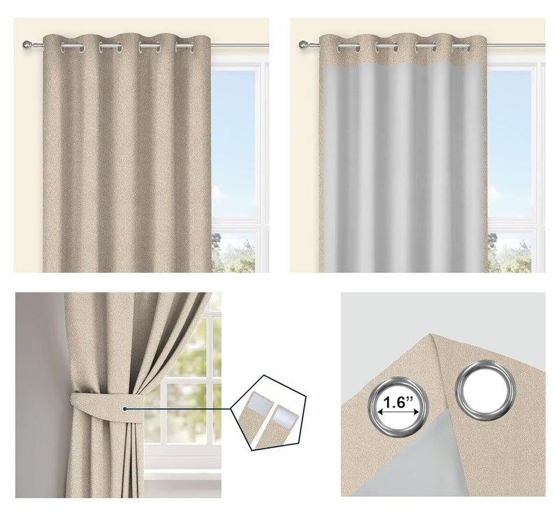 LUVI FABRICS Tweed Curtains for Living Room Bedroom Leaf Printed Rustic Linen Textured Chiku Panel Drapes Window Chiku 7 Feet Set of one Pair - Image 3