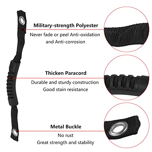 CheroCar Roll Bar Grab Handles Paracord Grip Handle for 20182022 Jeep Wrangler JLBlack - Image 3
